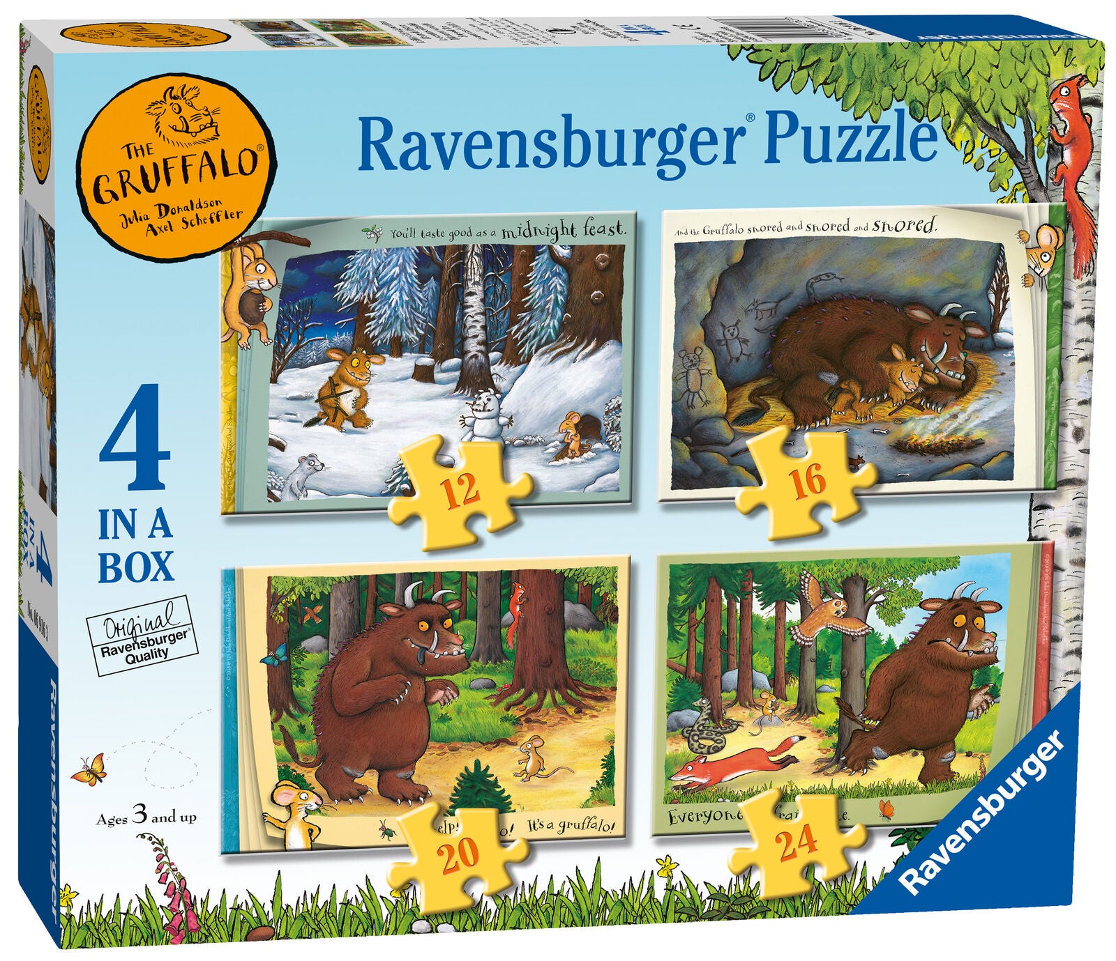 06916 Ravensburger The Gruffalo Jigsaw Puzzle 4 in a Box Childrens Kids 72pc