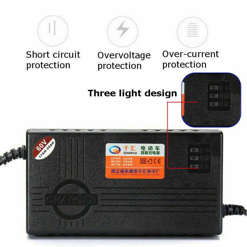 60V 20AH Motorcycle Battery Charger For Bicycle Scooter Wheel Lead Acid Battery