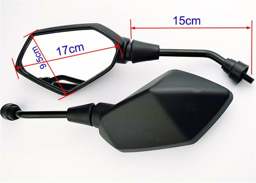 1 Pair Black Hexagon Motorcycle Rearview Side Mirror View Design 8mm Screw