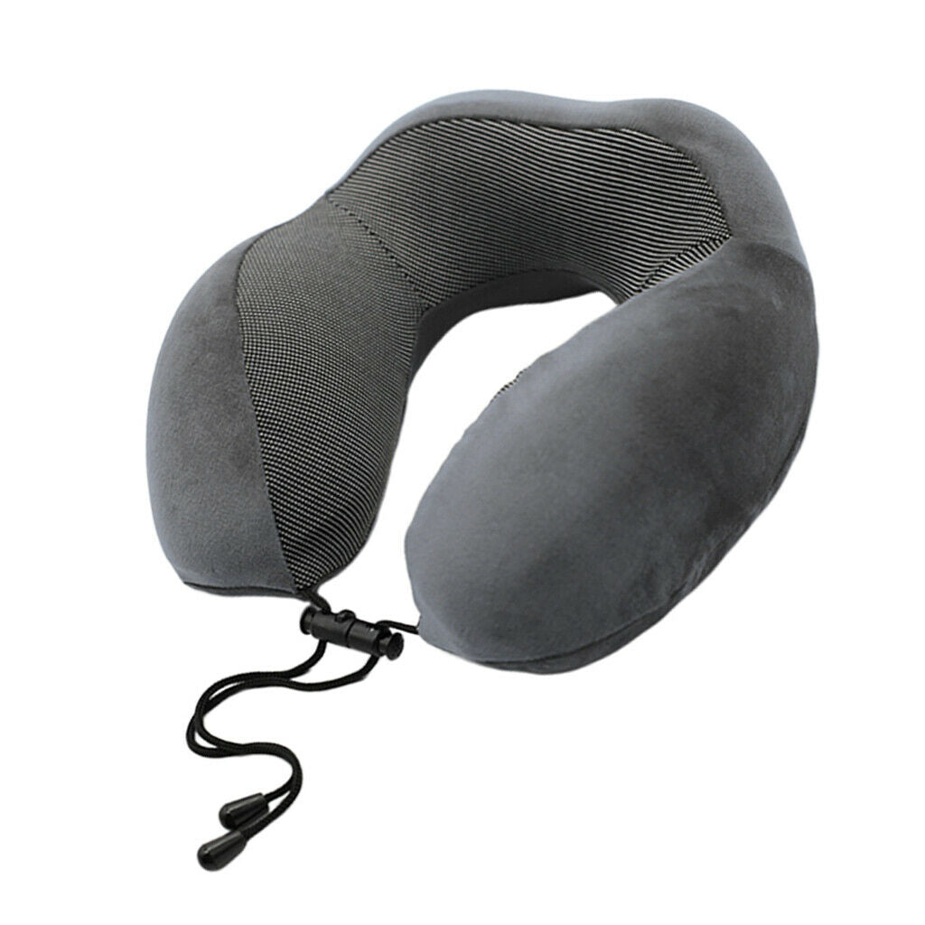 U-Shaped Travel Neck Pillow Adjustable Soft Airplane Car Pillow Dark Grey