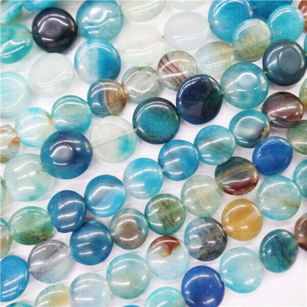 1 Strand 12x5mm Blue Dragon Veins Agate Round Spacer Loose Beads 15.5inch HH9081