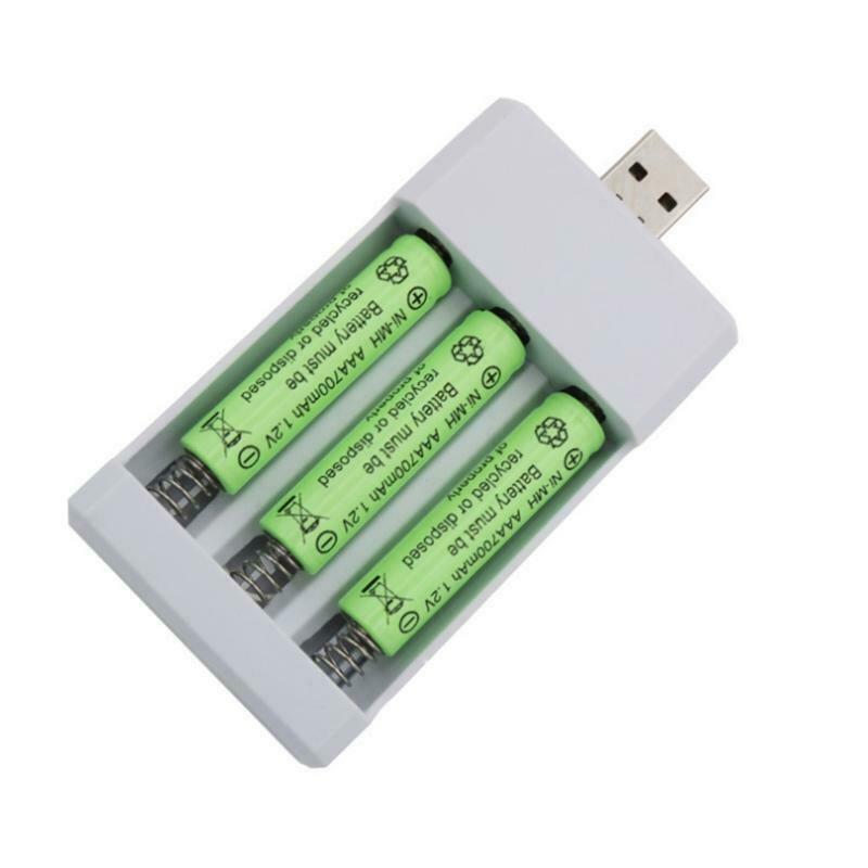 3-Slot USB Plug Battery Charger AA /AAA 1.2V Portable Ni-Cd Rechargeable Battery