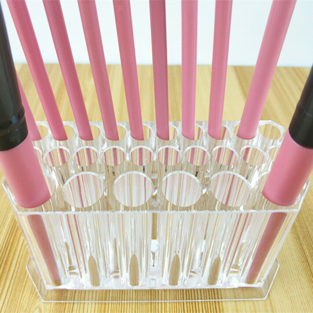 2pcs Makeup Brushes Display Holder Storage Container Multi Grid Acrylic Case