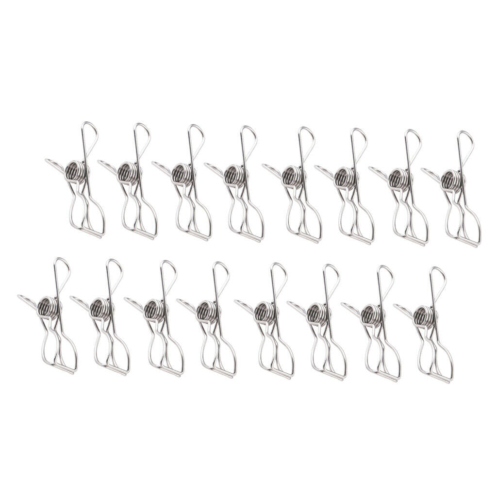 16 Pieces Multi-purpose Clothesline Utility Clips Steel Wire Clips 10cm