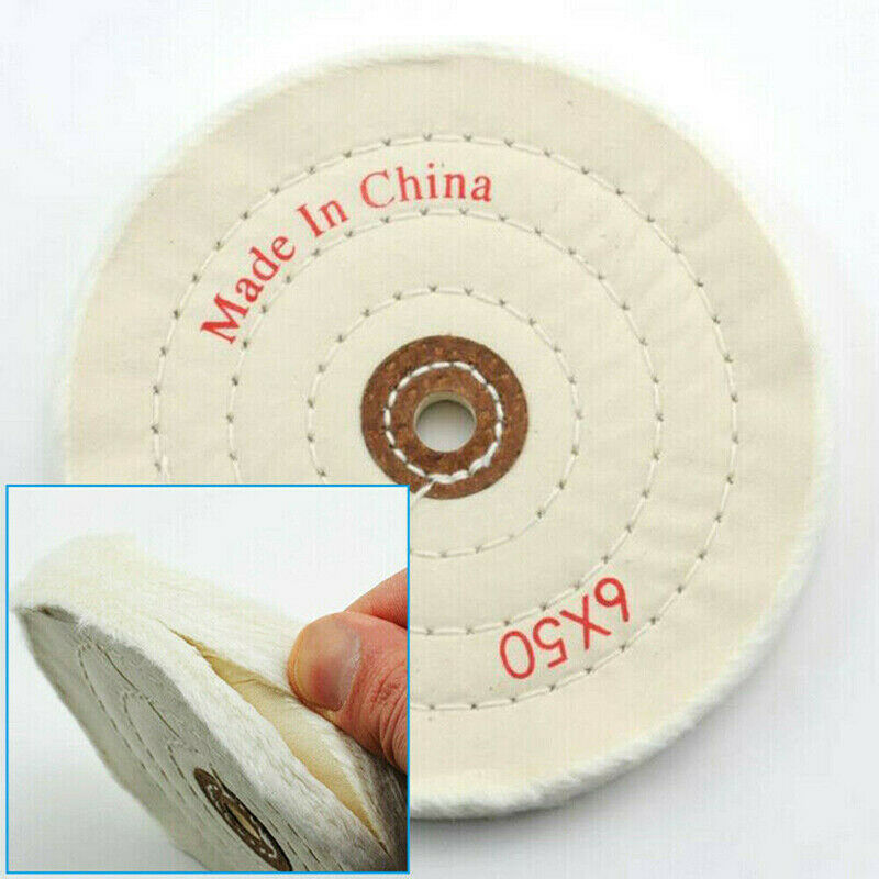 150MM 6 Inch Spiral Stitched Cotton Buffing Polishing Wheel Mop Bench Grinder HN