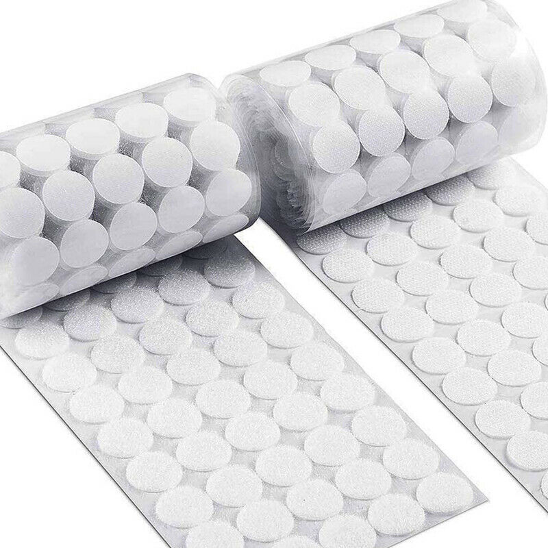 250pairs Dots Self Adhesive Fastener Tape 10mm Round Coins Hook Loop Magic SFCA