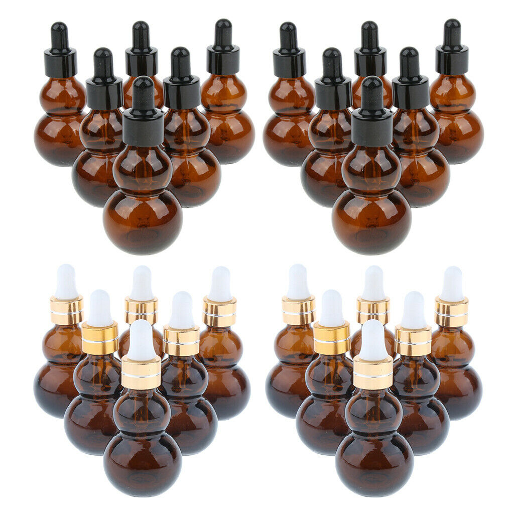 24pcs Gourd Glass Dropper Bottles Vials w/ Dispenser for Essential Oils