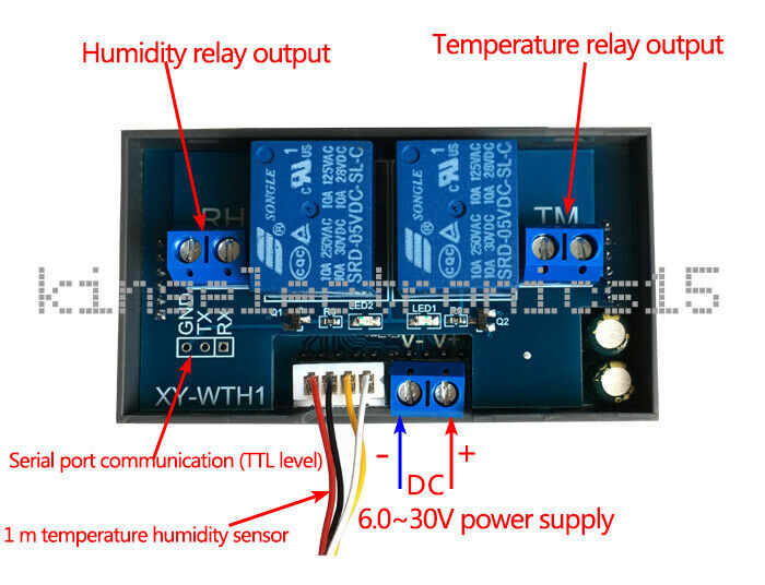 1PCS DC 6V-30V 10A Thermostat Temperature Humidity Controller SHT20 Sensor