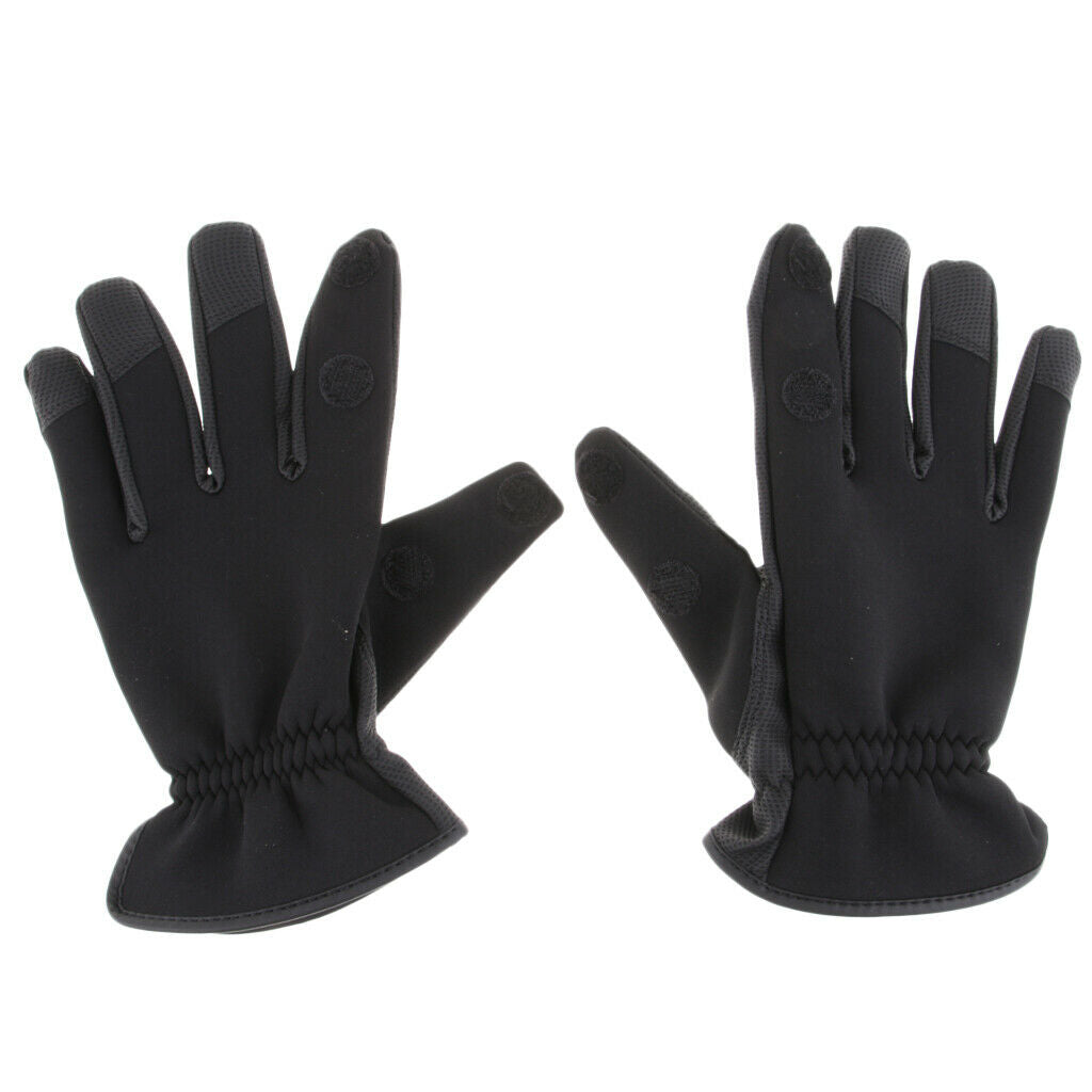 1 Pair Fishing Gloves Elastic Neoprene Anti-Slip Cycling 2-Finger Cut Gloves