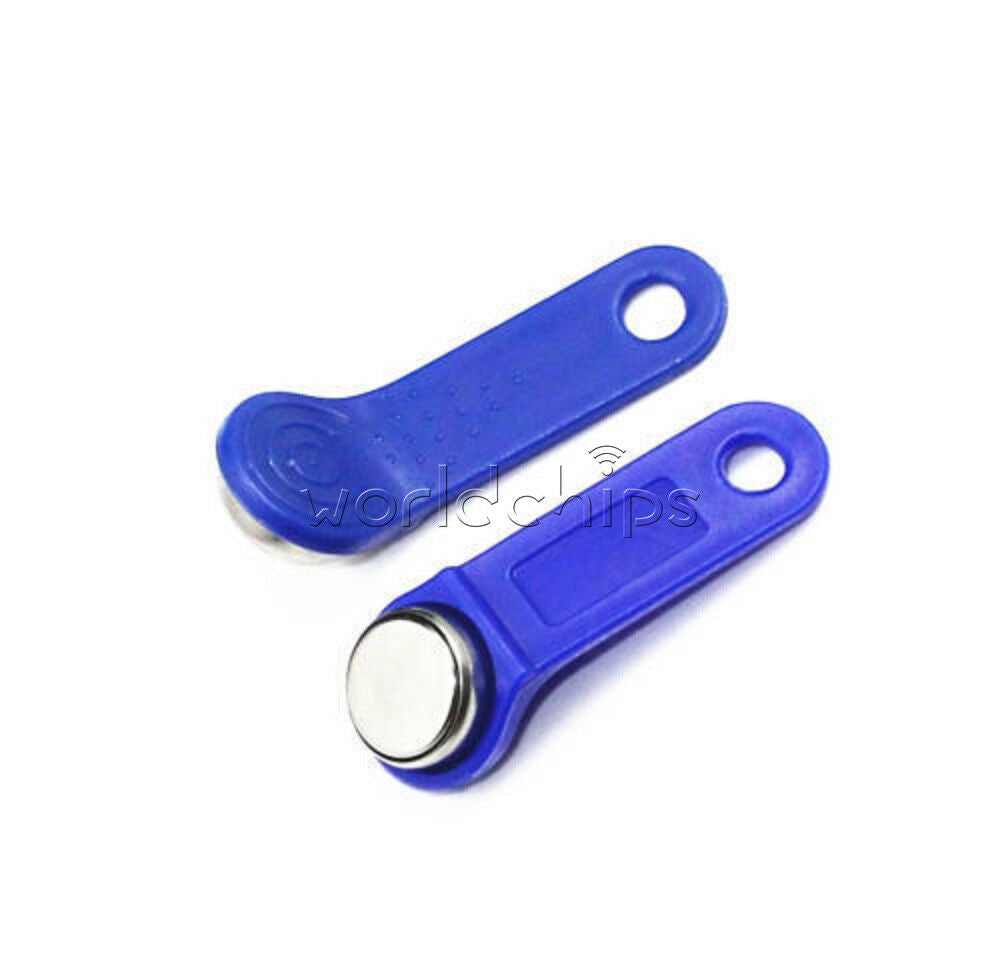 10PCS DS1990A-F5 TM Card iButton Tag with wall-mounted holder Blue M97 Top