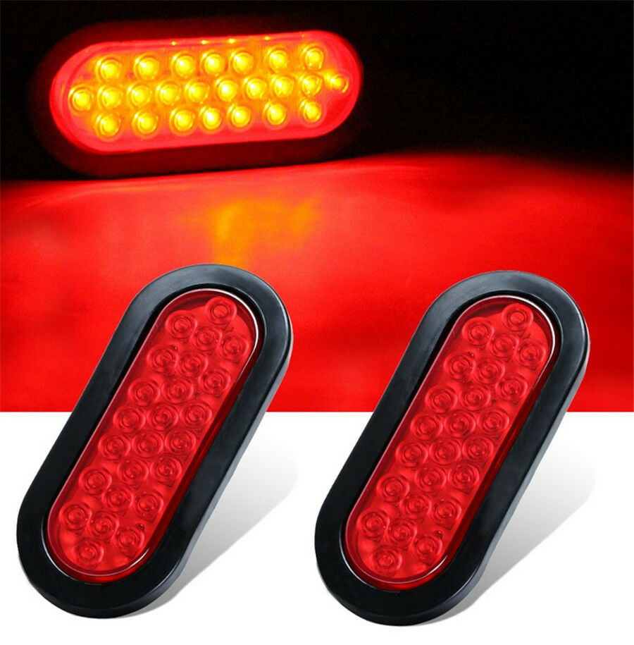 1 Pair 6" Truck Trailer Brake Light Turn Signal Sealed Marker LED Light Red Lens