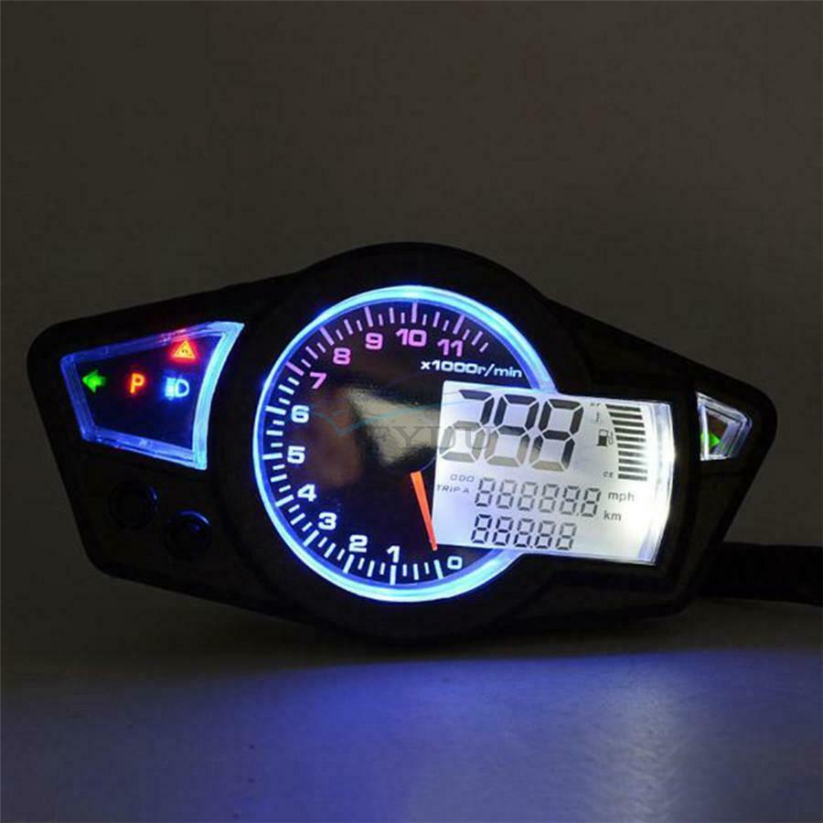 DC 12V LCD LCD Digital Odometer Tachometer For 2 and 4 Cylinder Motorcycles
