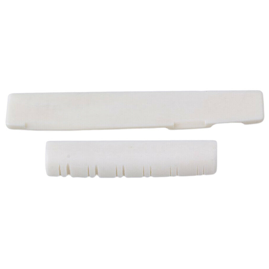 1Set of String Bridge Saddle Nut Carved Cattle Bone for Folk Acoustic Guitar
