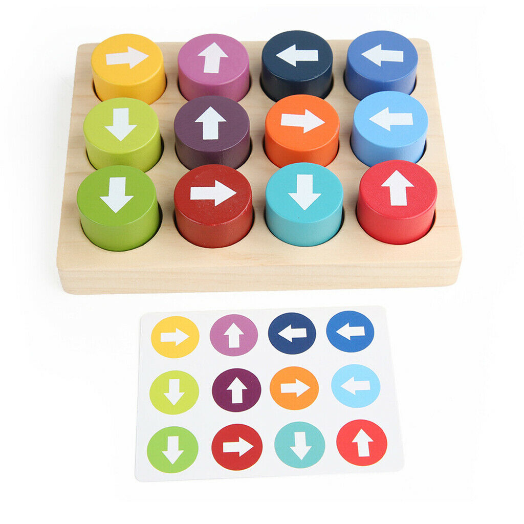 Educational Material Wooden Arrow Matching Game Puzzle Block Color Direction