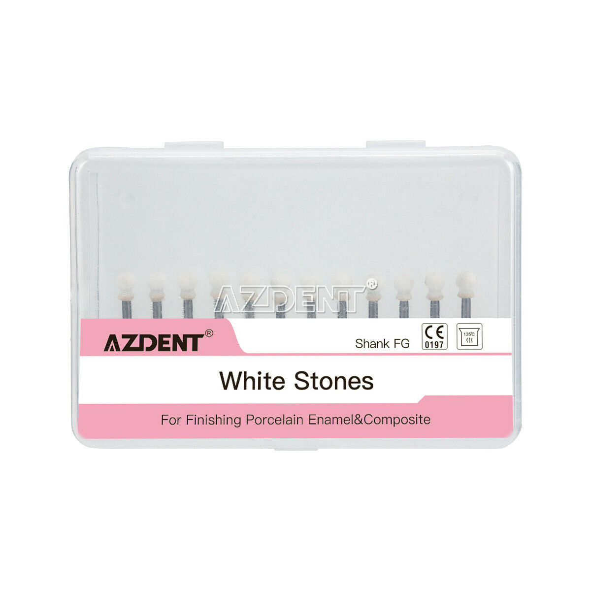 10X Dental Polishing FG Burs Abrasion Round Aluminum Oxide White Stone 12pcs/box