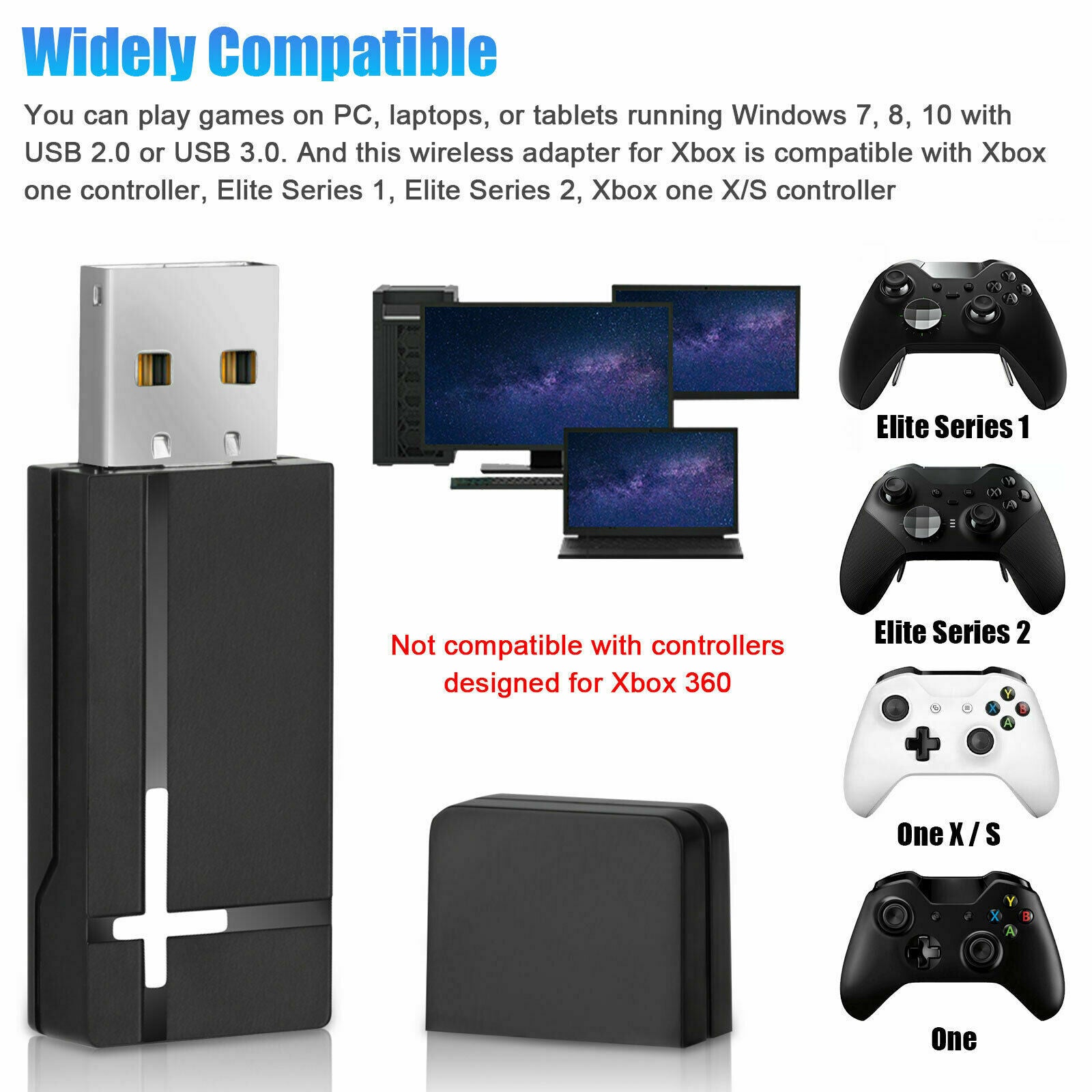 USB Gaming Wireless Receiver Adapter For XBOX One Controller to PC Windows10/8/7