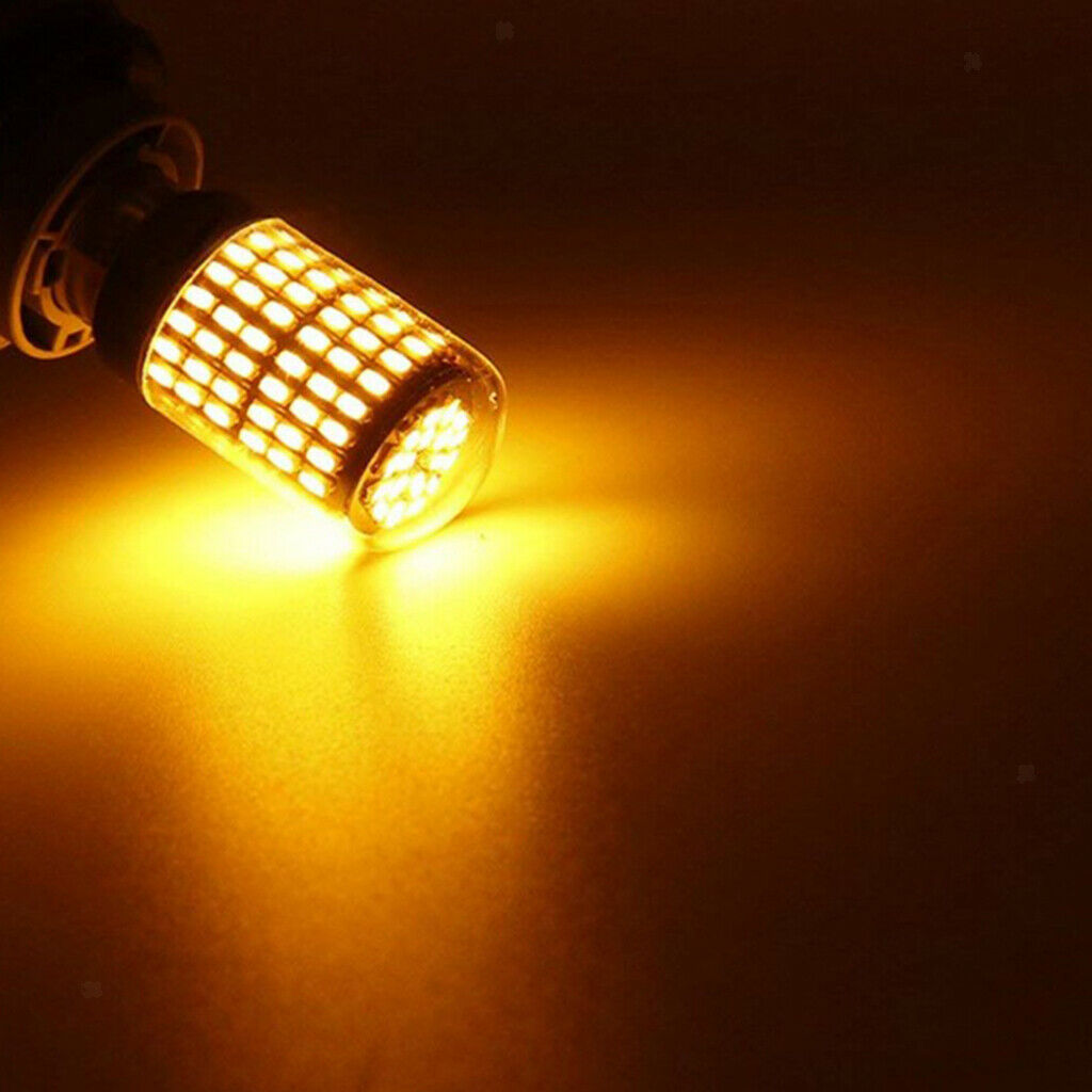 1 Pair Led Bulb 3014 144smd 1156 BAU15S Flashing 12V Amber