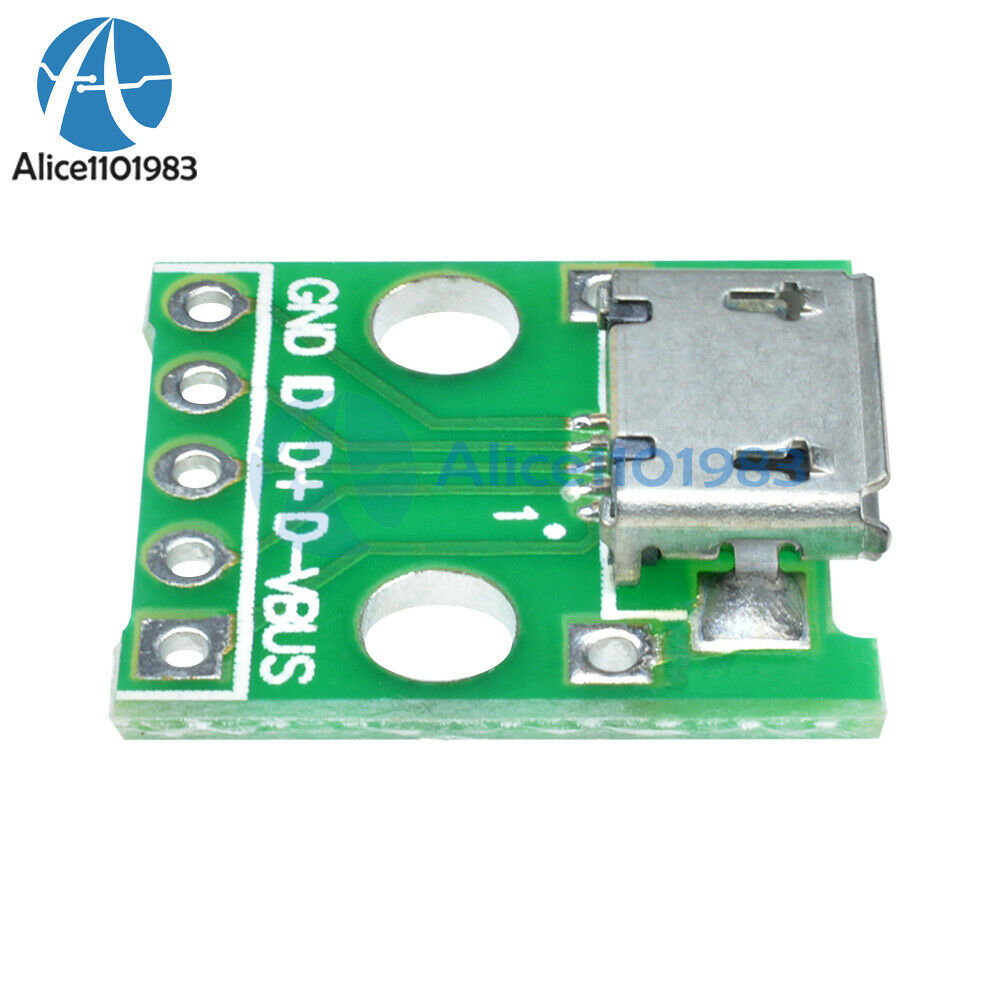 2PCS Female MICRO USB to DIP 5-Pin Pinboard 2.54mm micro USB type