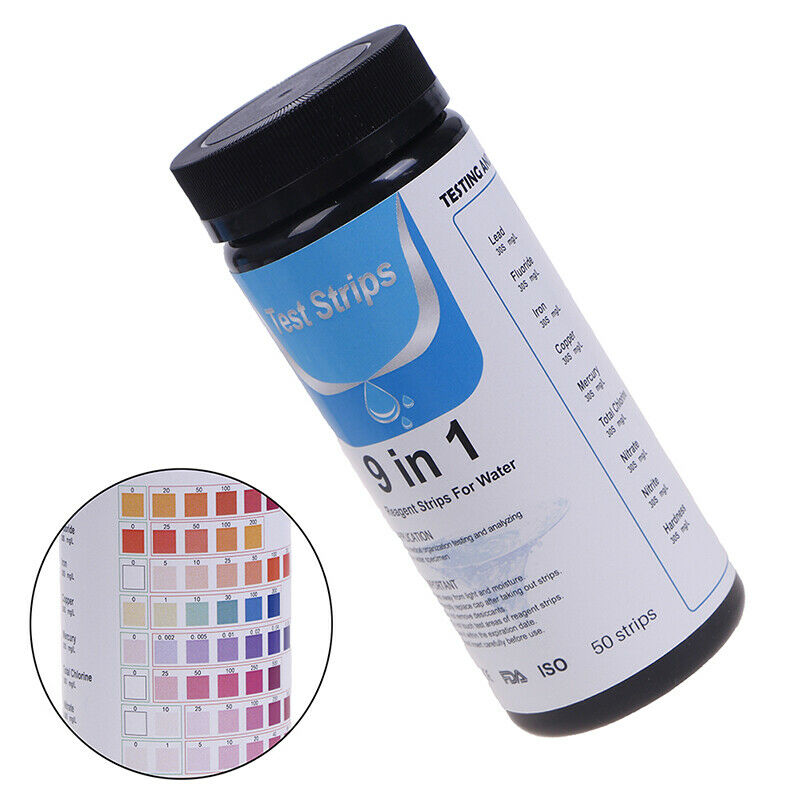 50Pcs 9IN1 PH Test Fish Tank Water Tropical Aquarium Pond Water Test Strips K SJ
