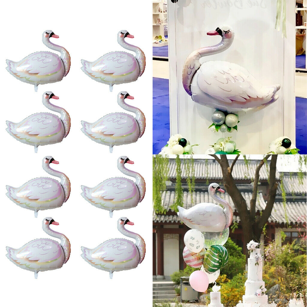 8pack Cute Party Balloons Aluminum Foil Wedding Xmas Ornaments White Swan