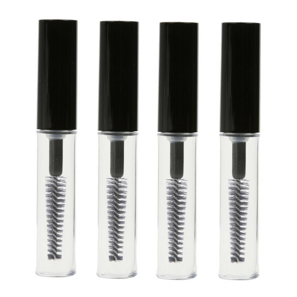 Packs 4 Empty Mascara Tubes & Brushes 4ml Refillable Vials Container Bottles for