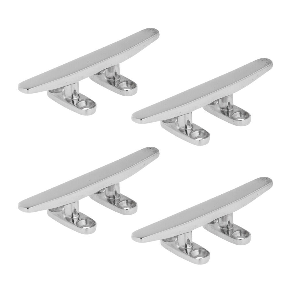 4x Boat Stainless Steel Mooring Cleat 4" Dock Deck Rope Cleat Open Base