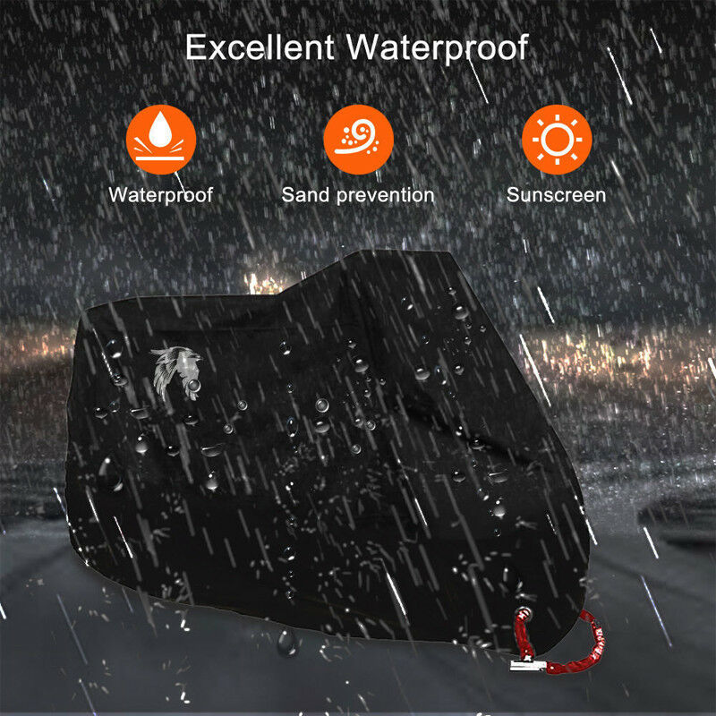 Motorcycle E-Bike Cover Full Black Waterproof Outdoor Rain Dust UV Protector