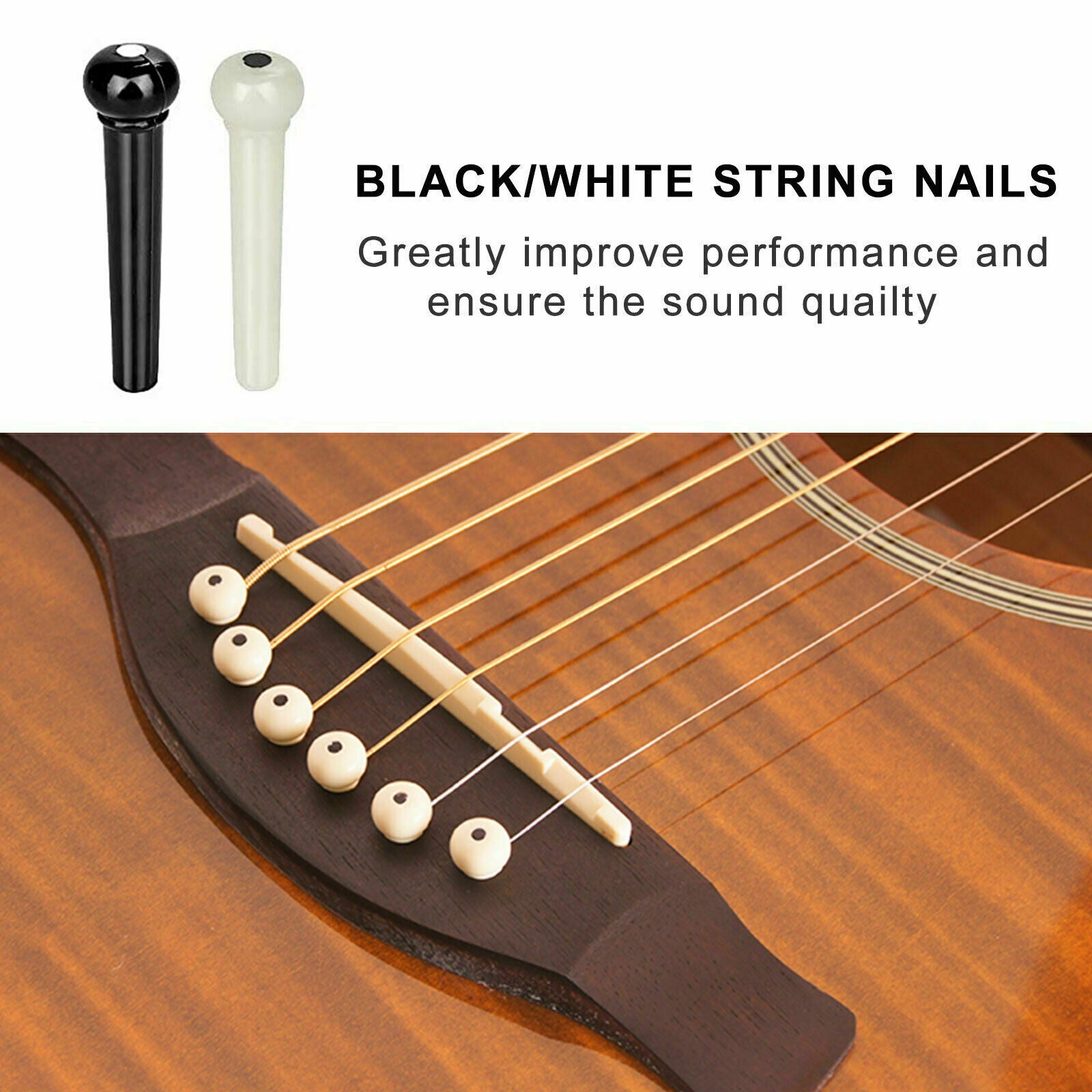 2 Set Saddle Nut+Puller+24PCS Acoustic Guitar Bridge Pins Pegs+18 Guitar Picks