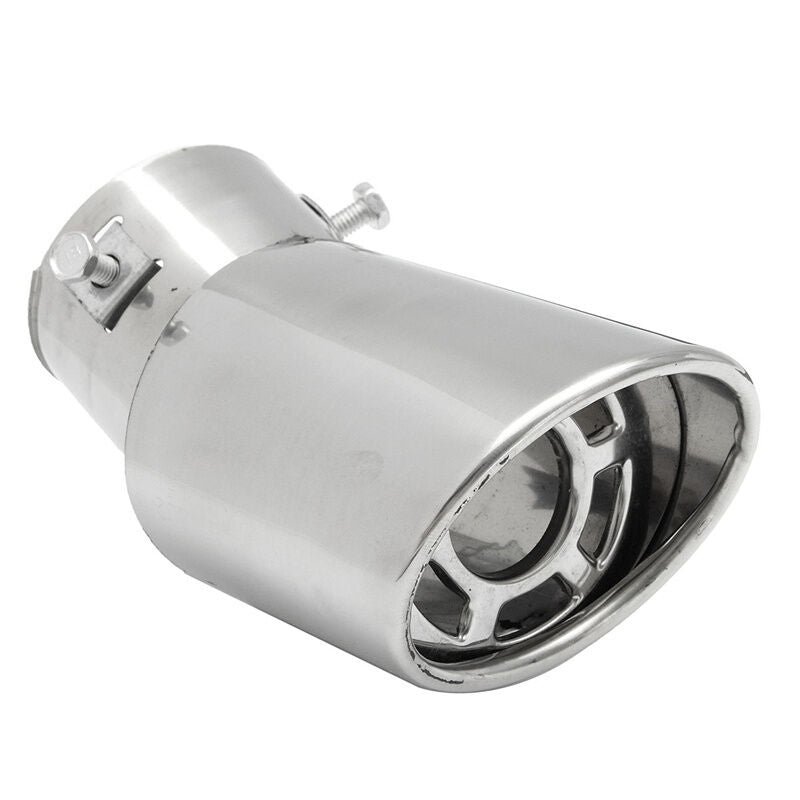 61mm Bent Universal Rear Round Stainless Steel Car Exhaust Tailpipe Muffler Tip