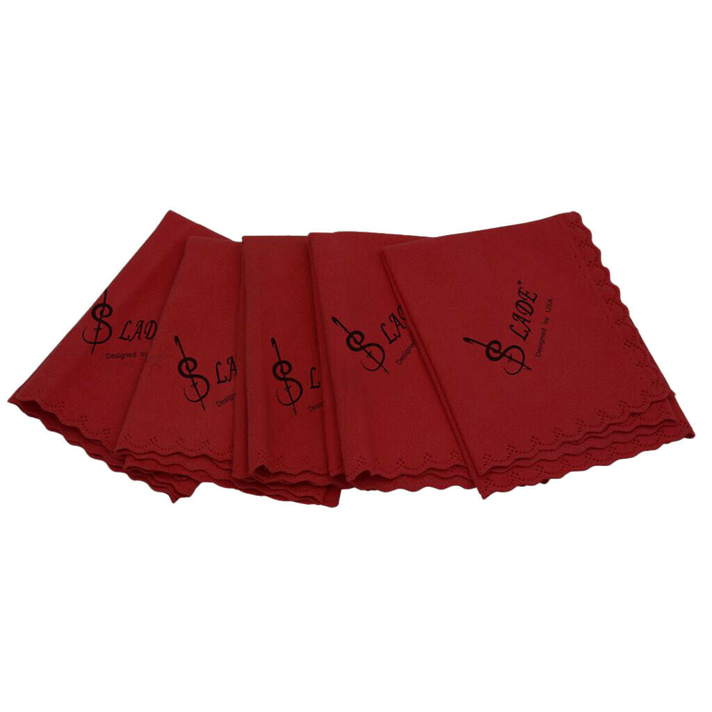 5Pcs Cleaning Polish Musical Instrument Wipe Guitar Wine Red
