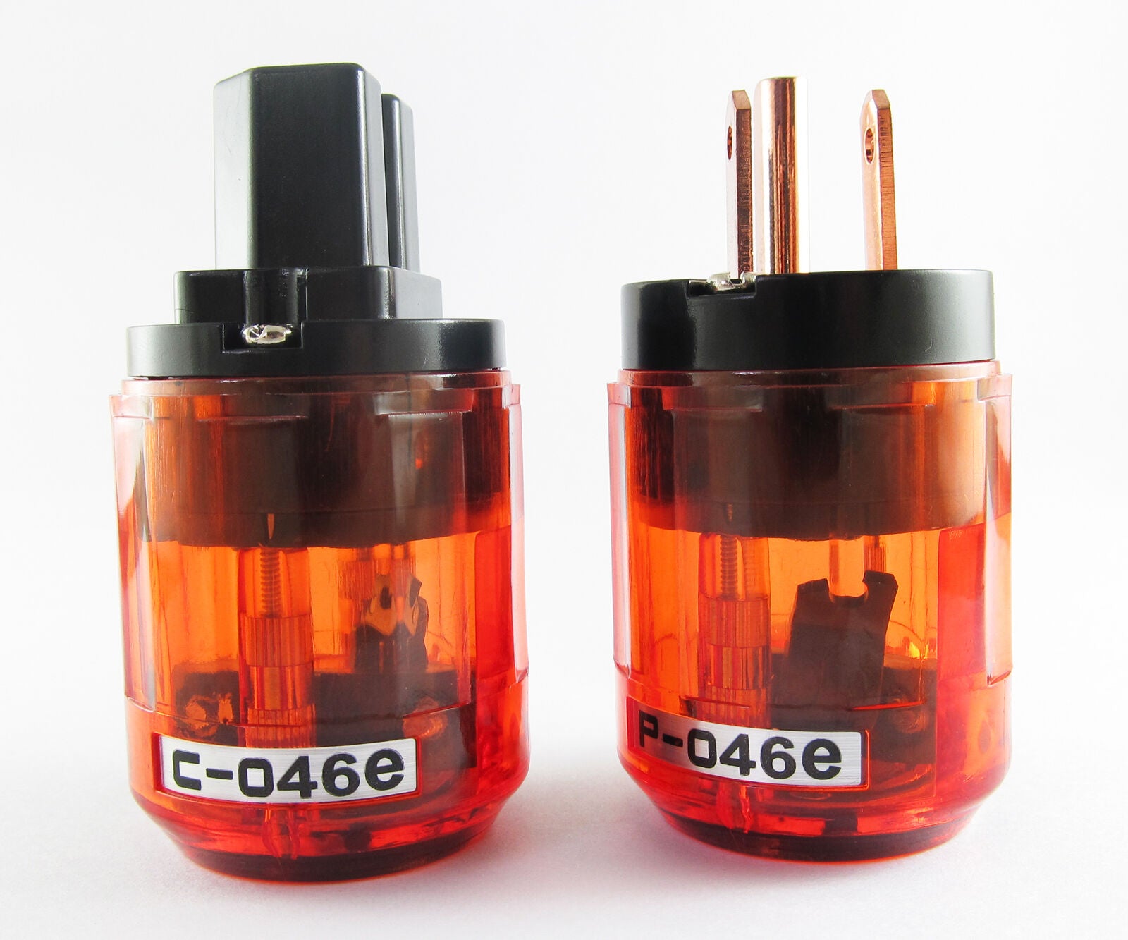 New 1 Pair C-046E IEC Connector + P-046E US Power Plug for Audio Clear Red