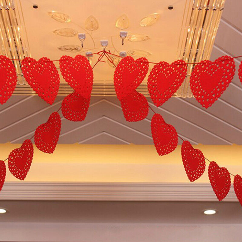 Heart Nonwovens Fabric Flag Party Garland Decor Banner Bunting Weddin.l8
