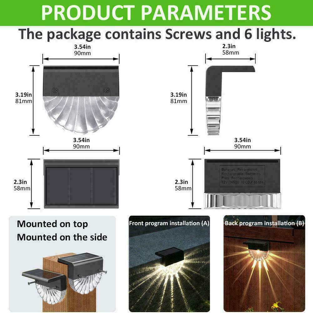 4 PCS LED Solar Powered Fence Wall Lights Garden Lamp Patio Step I5V4 N7O5
