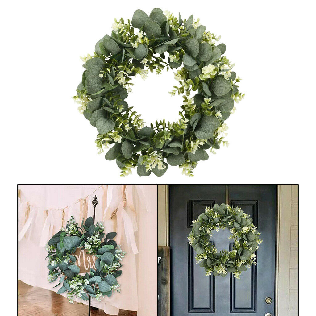 Artificial Eucalyptus Wreath Front Door Greenery Floral Summer Indoor Wall