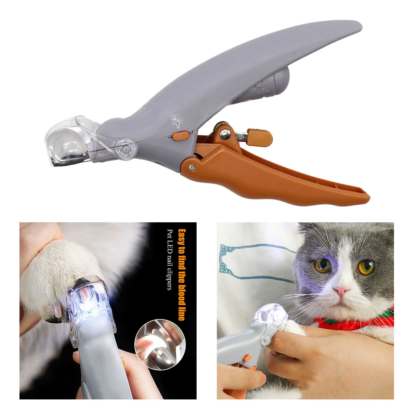 Pet Nail Trimmer Clippers with LED Light for Cat Dog Breeds Claw Grooming