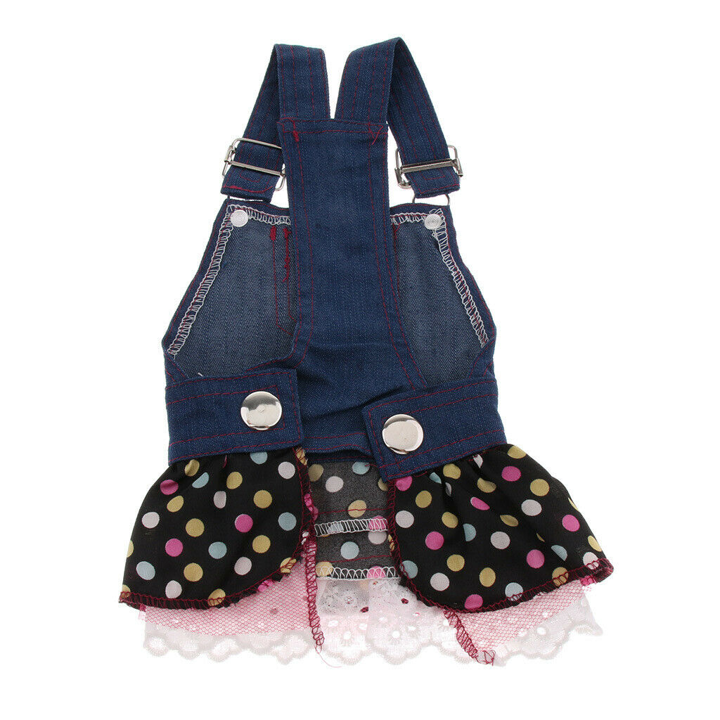 Cute Heart Pattern Pet Dog Cat Denim Chiffon Skirt Dress Clothes S