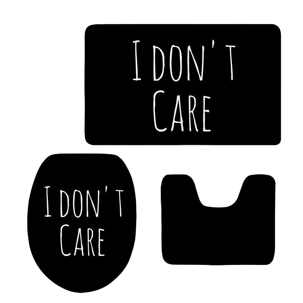 3pcs Bathroom Set Rug Mat Toilet Lid Cover Bathmats I DON'T CARE