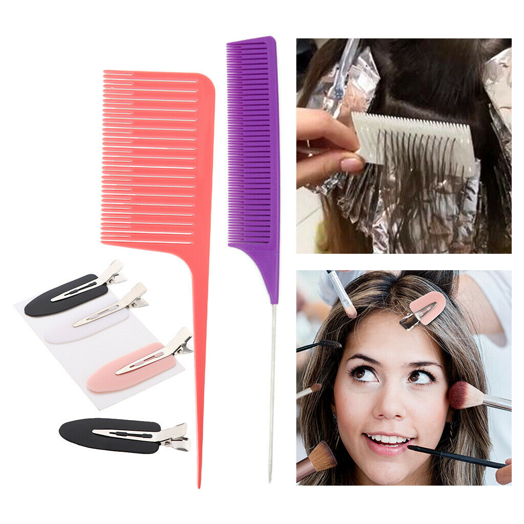 2Pcs Weave Highlighting Foiling Hair Comb Styling with Perming Hair Clips