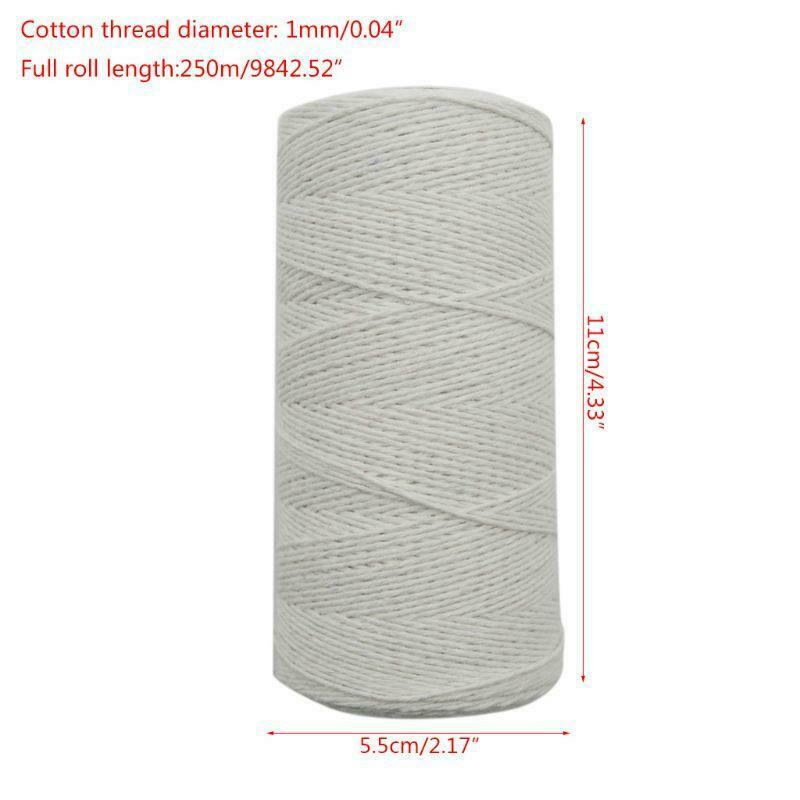 2 Roll 1mm White Pure Cotton Loom Warp Thread Yarn for Weaving Carpet Tapestry