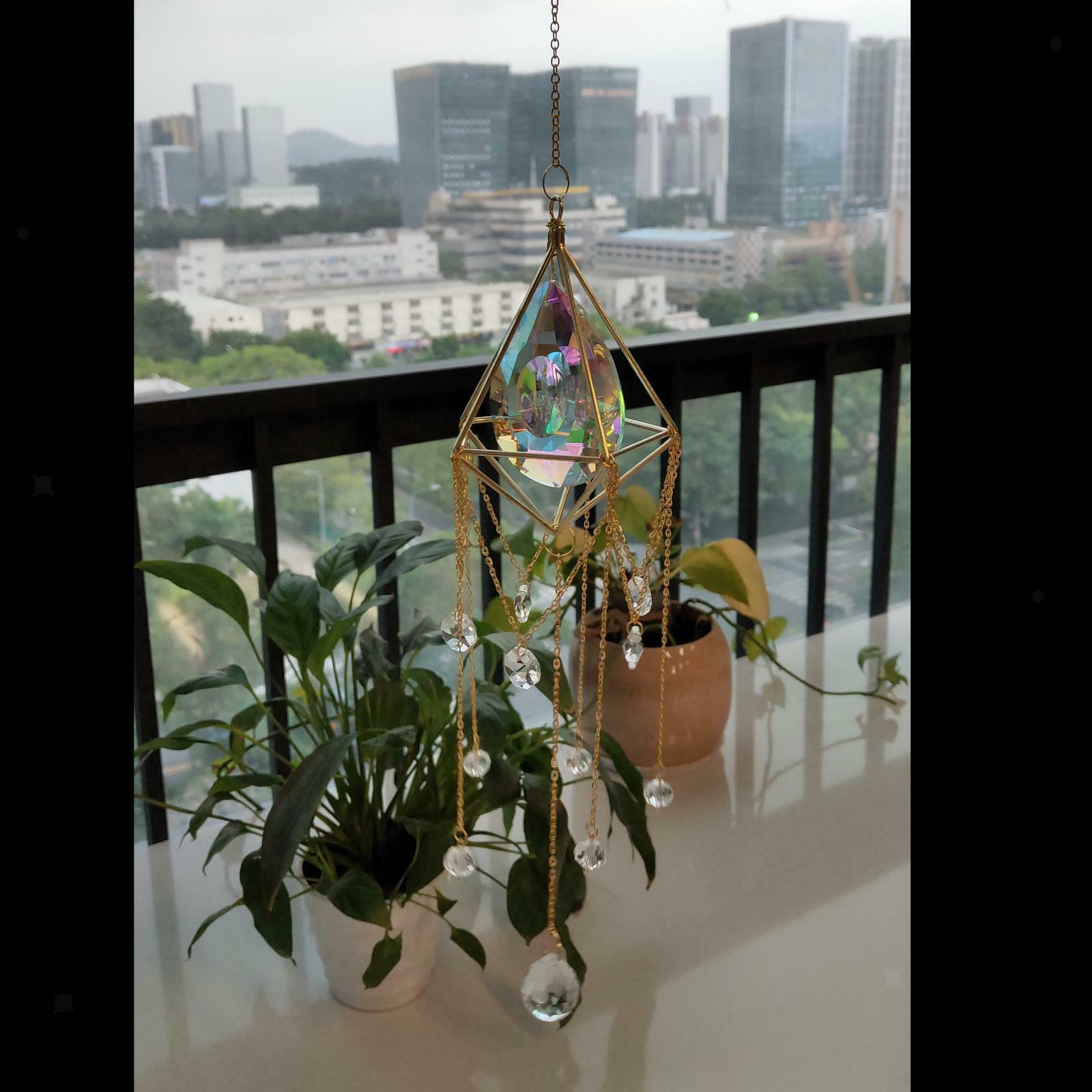 Geometric Crystals Suncatcher Wind Chime Hanging Pendants Home Garden Decor