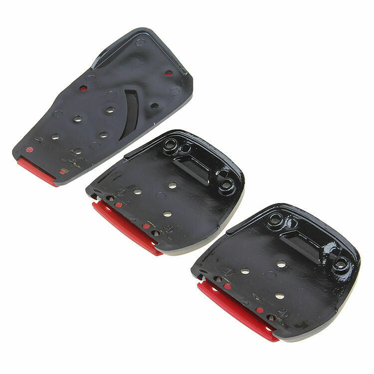 3Pcs Red Black Manual Car Brake Gas Clutch Racing Pedal Pads Cover With Screws