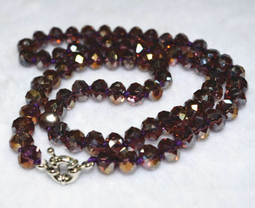 Hot natural Colorful 5X8 mm brown purple crystal Jewel Necklace 18â€AAAA