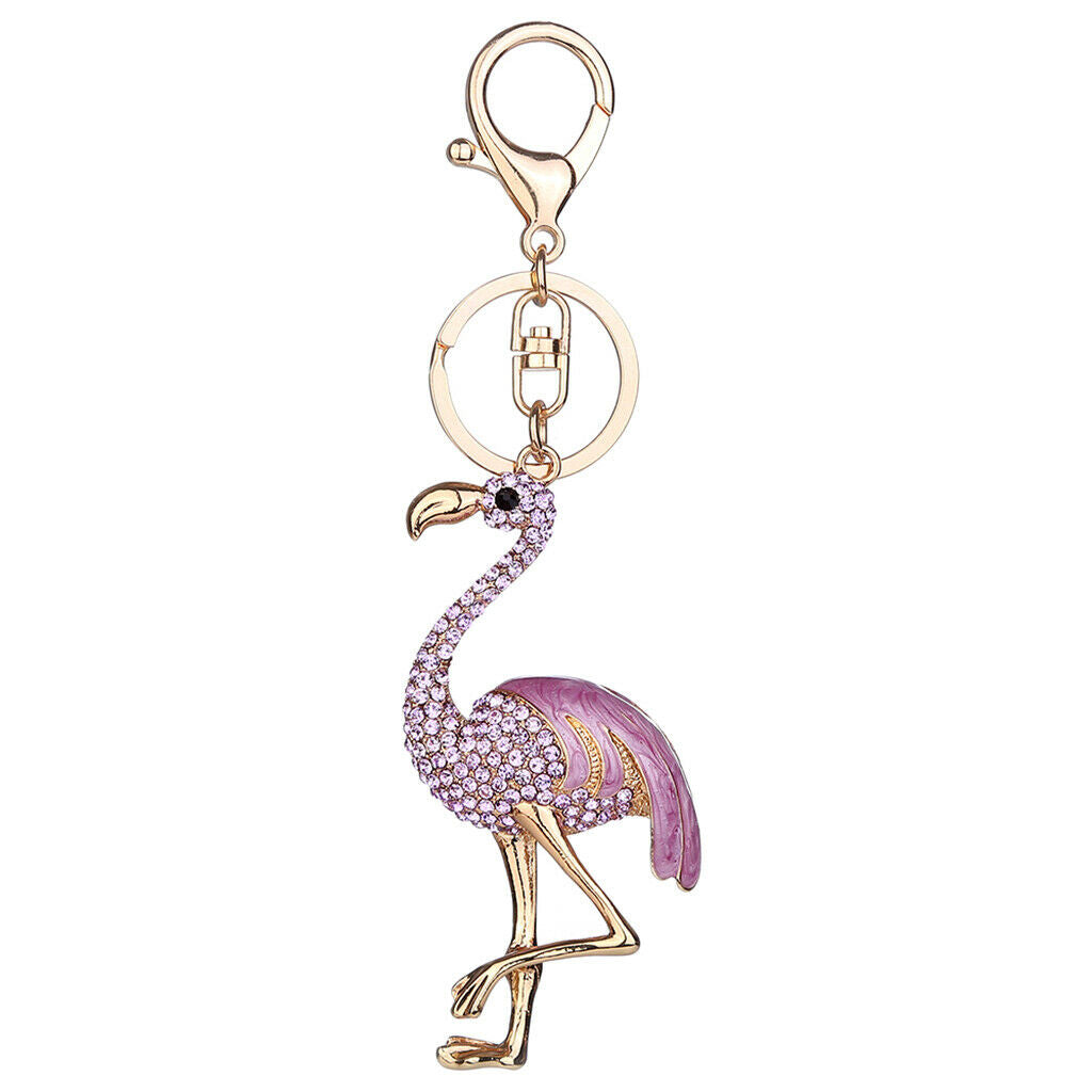 Fashion Key Ring Chain Keychain Car Handbag Purse Keyring Gift Purple Flamingo