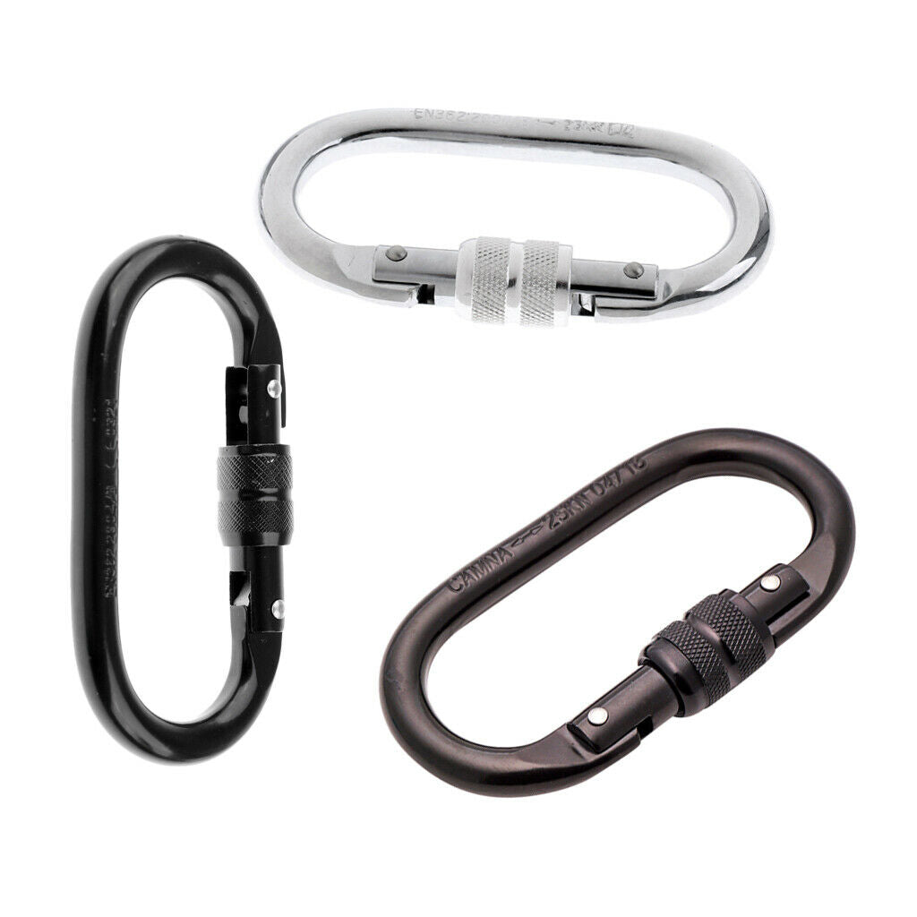 3pcs O-Shaped 25KN/5500lbs Screw Locking Carabiner for Outdoor Rock Climbing