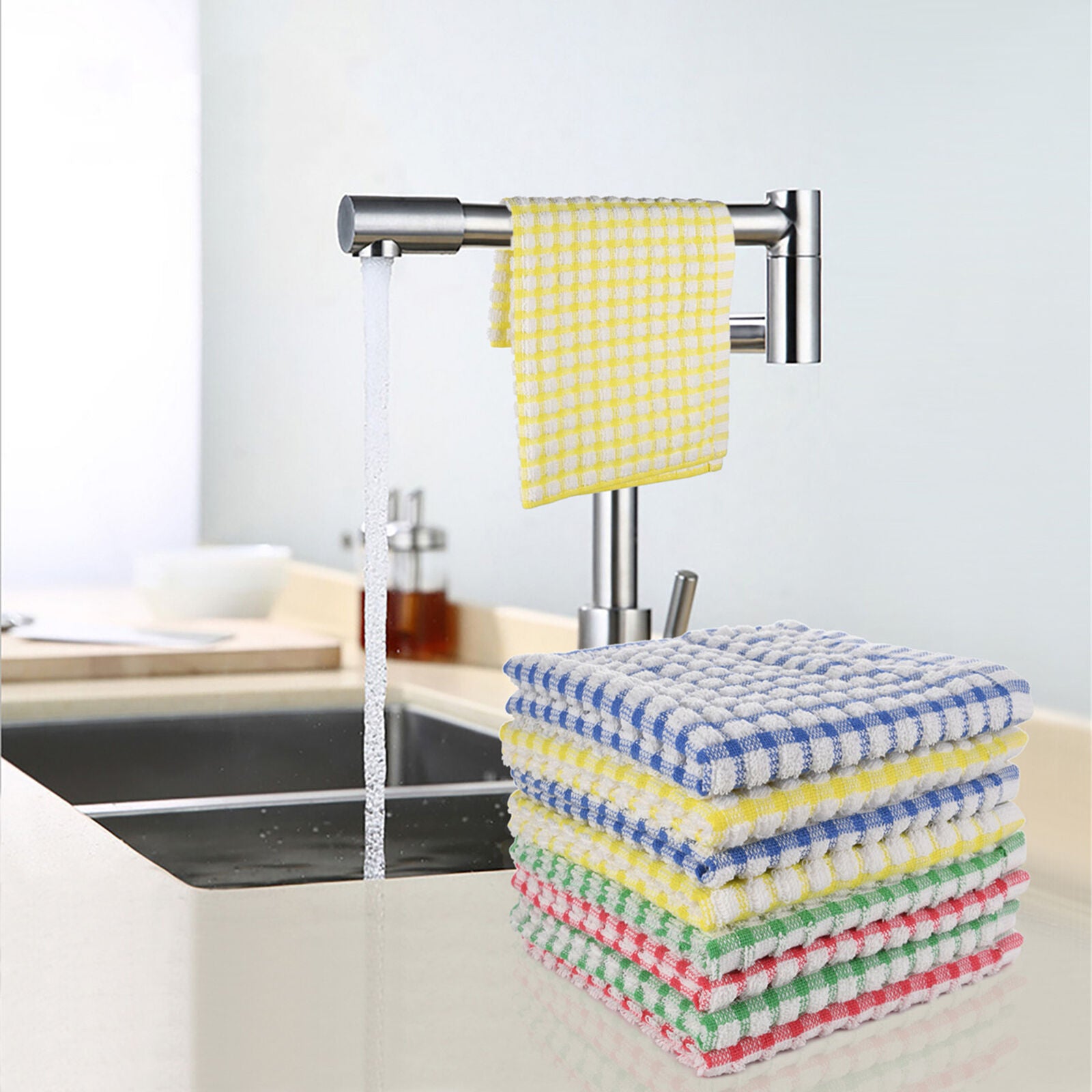 8pcs Dish Towels Dishcloth Kitchen Cleaning Cloths Absorbent Cotton Towel Rag
