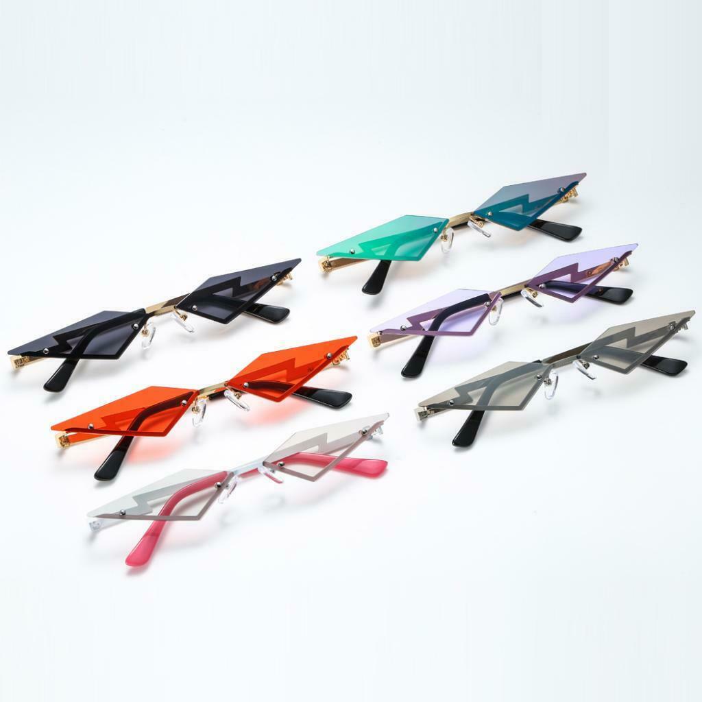 6 Pcs Punk Rock Cat Eye Sunglasses Rimless Frame Sun Glasses Club Eyewear