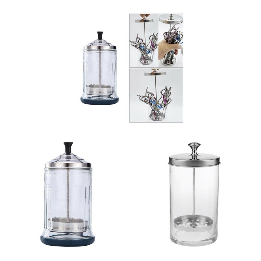 Set of 2 Disinfectant Jar Sanitizer Jar for Barber Salon Nipper Manicure S