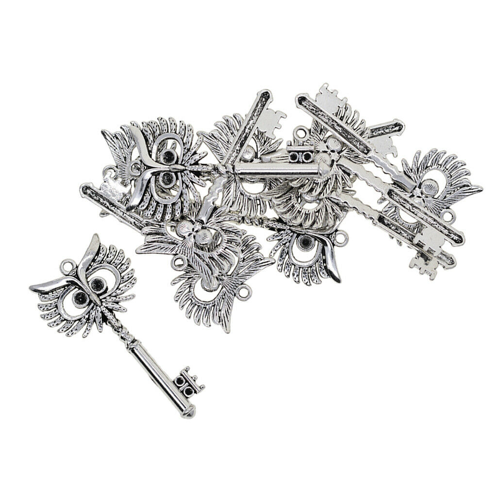 10pcs Owl Key Shape Charms Pendants Findings for DIY Necklace Jewelry Making