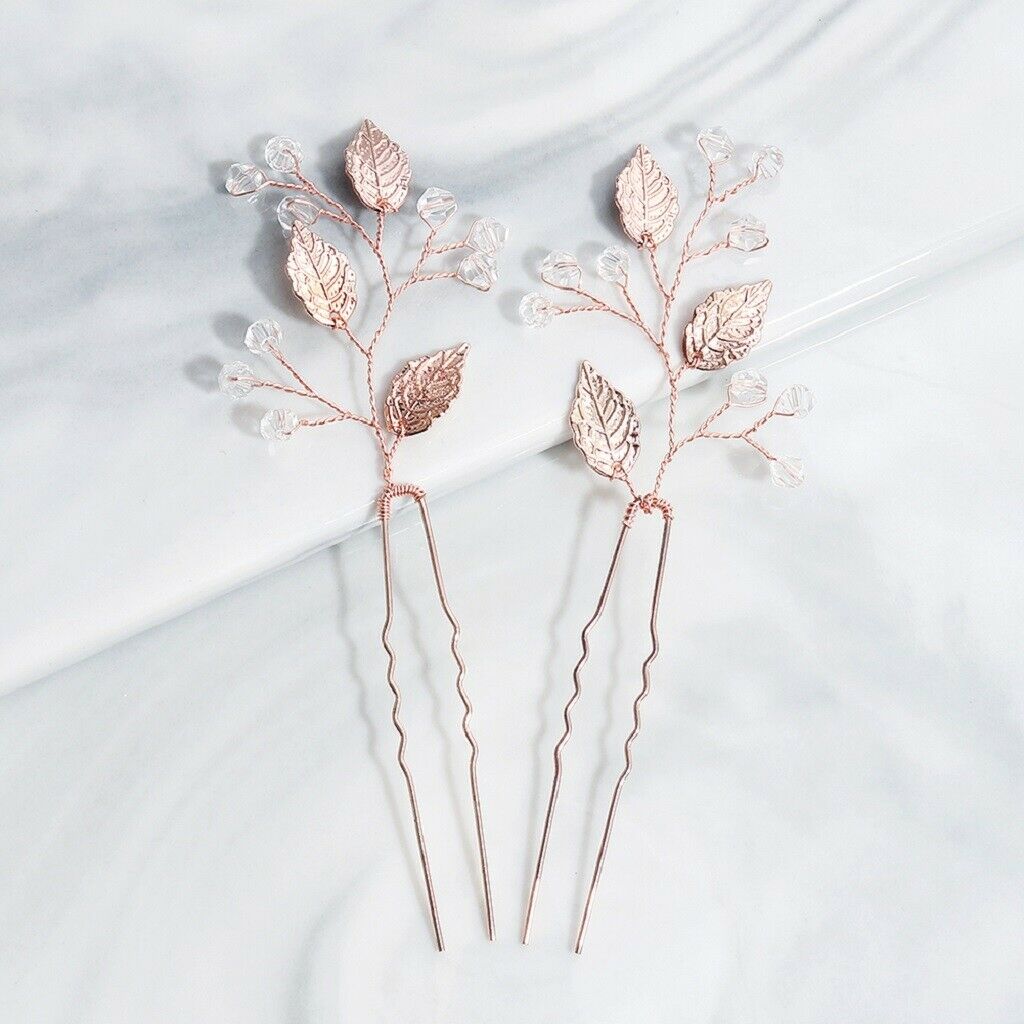 Crystal Leaf Hair Pin Tiara Bridal Princess Wedding Hair Clip Hair Accessory