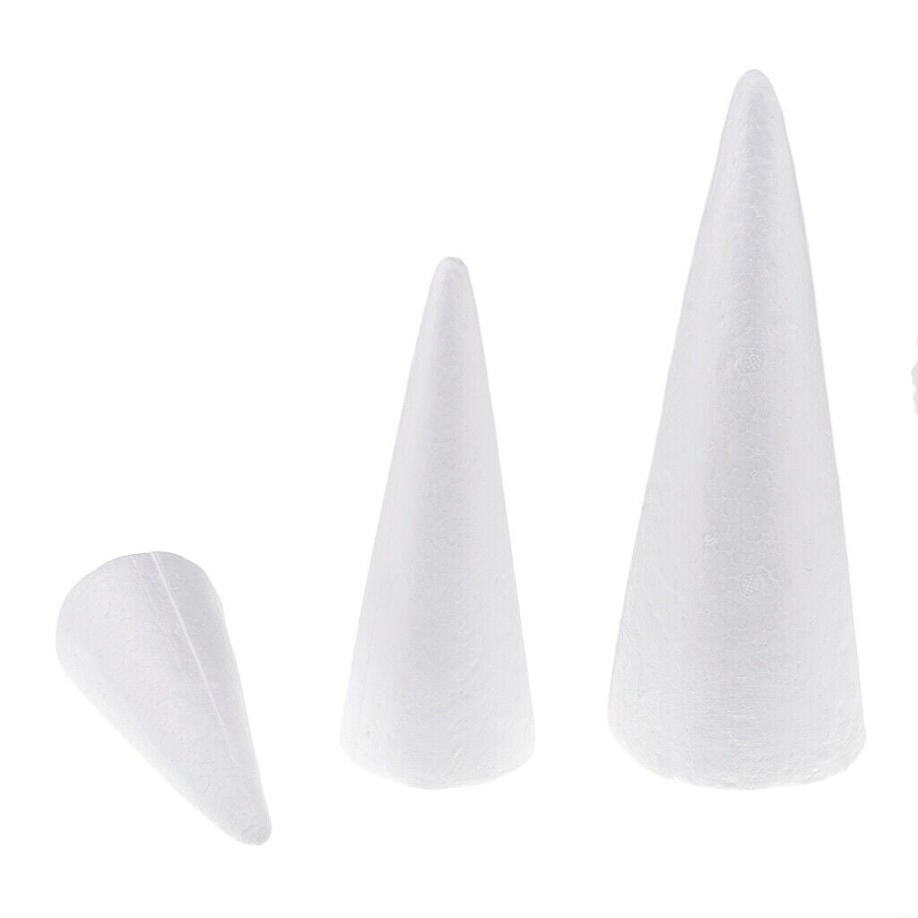 15 Cone Styrofoam Foam DIY Christmas Tree Base Material Ornament 3 Sizes DIY